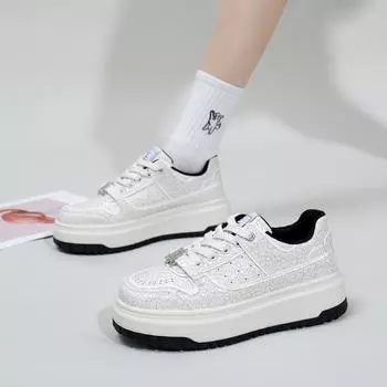 Женская белая обувь, новая весенняя универсальная повседневная модная обувь, модные кроссовки на толстой подошве 35