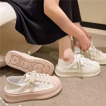 Женская белая обувь. Новые летние легкие туфли на платформе. Универсальные двусторонние кроссовки. 35 розовый