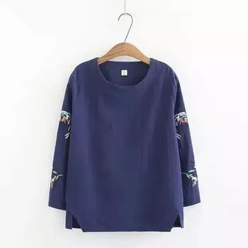 Женская белая рубашка-пальто весна-осень вышивка длинный рукав блузка базовое пальто футболка ретро XXXXL белый