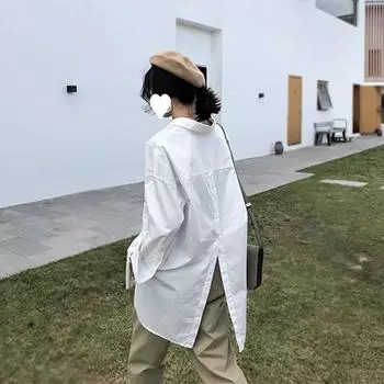 Женская белая рубашка, рубашки большого размера, повседневные однотонные рубашки с длинными рукавами и пуговицами, весна-осень, большие размеры XL белый