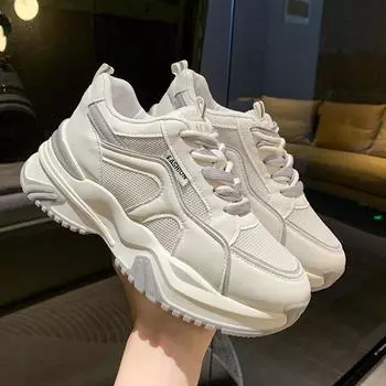 Женская белая спортивная обувь для бега, дышащая повседневная обувь, противоскользящая, износостойкая, с толстой подошвой, женская обувь осеннего времени 35 чёрный