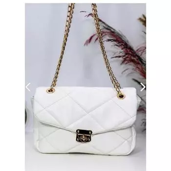 Женская белая стеганая сумка на руку и плечо