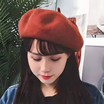 Женская беретная шапка, однотонная, регулируемый размер, искусственная шерстяная шапка, берет в стиле ретро, модный аксессуар бежевый