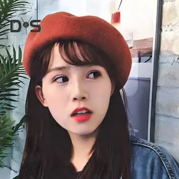 Женская беретная шапка, однотонная, регулируемый размер, искусственная шерстяная шапка, берет в стиле ретро, модный аксессуар красный