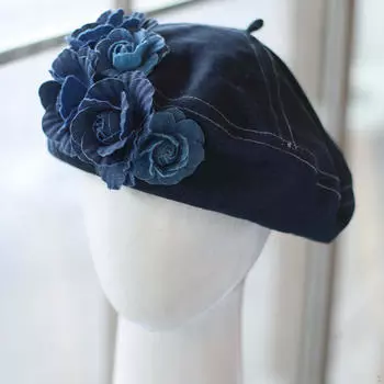 Женская беретная шляпа кепка классические украшения регулируемый художник джинсовая для отпуска праздник