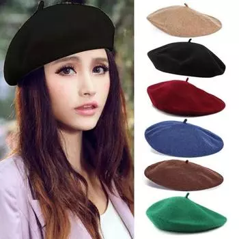Женская беретная шляпа однотонная эластичная теплая мягкая шляпа художника осень-зима повседневная одежда для путешествий модный аксессуар зелёный