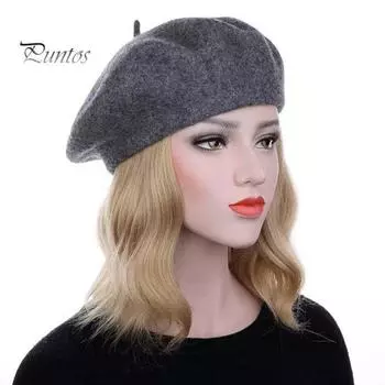 Женская беретная шляпа однотонная эластичная теплая мягкая шляпа художника осень-зима повседневная одежда для путешествий модный аксессуар чёрный