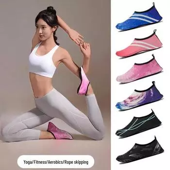 Женская бесшумная нескользящая обувь для занятий фитнесом и йогой в помещении — мягкая подошва для танцев, прыжков, аэробики и пляжных видов спорта 36-37 чёрный