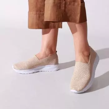 Женская бежевая серебристая повседневная обувь