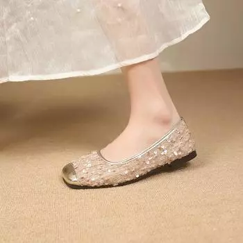 Женская блестящая новая обувь, женские туфли на плоской подошве, туфли-слайды 2024 года, модные женские туфли на плоской подошве с бабочкой и туфлями 35 чёрный