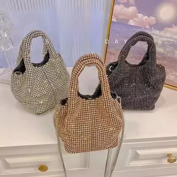 Женская блестящая сумка High-End Diamond 2023 года — в стиле жилета-ведра через плечо 15x15x24 cm