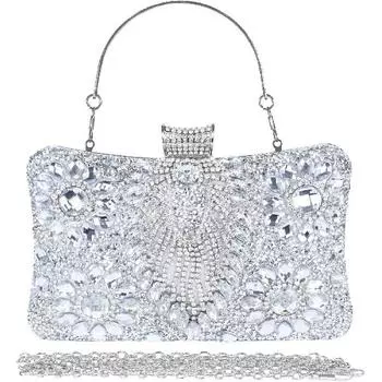 Женская блестящая сумка со стразами и блестками, клатч, вечерняя сумка, сумки на плечо, кошелек для свадьбы, вечеринки, выпускного вечера #2211 чёрный