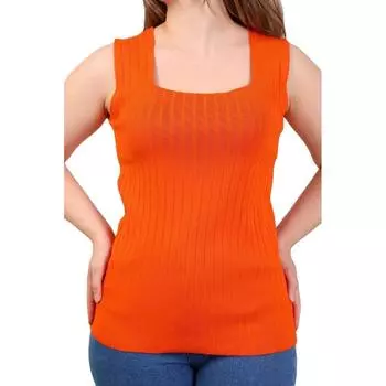 Женская блуза Fierte Athlete Dlv12415 Трикотаж с квадратным воротником в рубчик