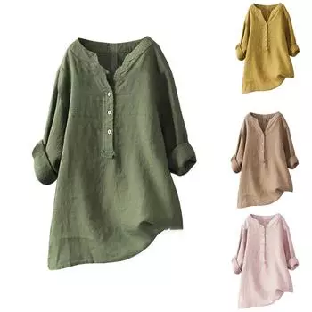 Женская блузка Beauty, женская повседневная однотонная рубашка с длинным рукавом и V-образным вырезом, повседневные топы, рубашка больших размеров XXXXXL белый