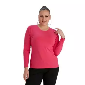 Женская блузка больших размеров Fierte Rg4032 с круглым вырезом из чесаного хлопка Basic