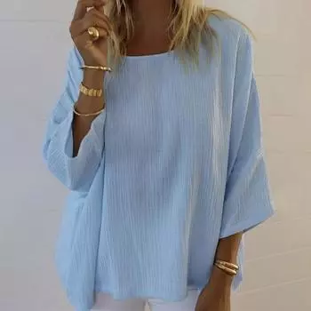 Женская блузка большого размера, блузка со свободными рукавами, чистый цвет