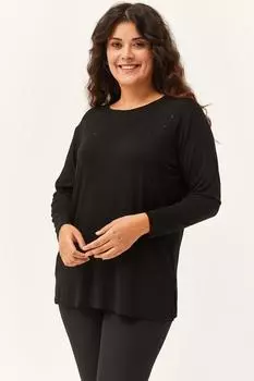 Женская блузка большого размера, черная блузка больших размеров с открытой спиной