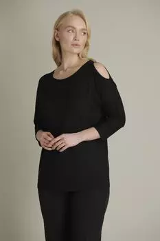 Женская блузка большого размера, черная блузка с открытым плечом большого размера