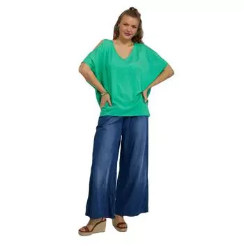 Женская блузка большого размера Fierte Lm13230 с V-образным вырезом и рукавами-окно