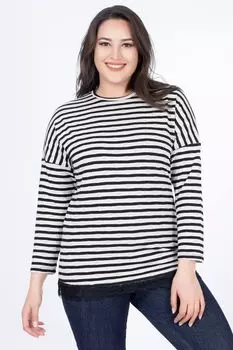 Женская блузка большого размера, футболка из чесаного хлопка и кружевная юбка