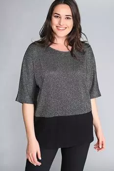 Женская блузка большого размера, серебряная блестящая черная блузка с короткими рукавами