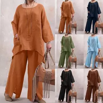 Женская блузка и брюки, повседневный комплект из двух частей, брючный костюм XXL чёрный