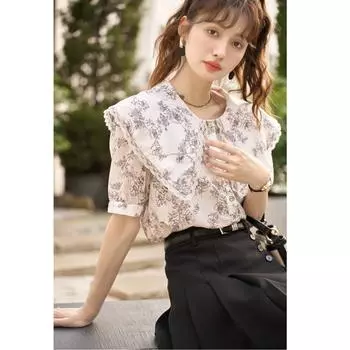 Женская блузка Mishow, новинка 2023 года, универсальная свободная повседневная женская одежда с цветочным принтом во французском стиле, топы MXC33X0070 S