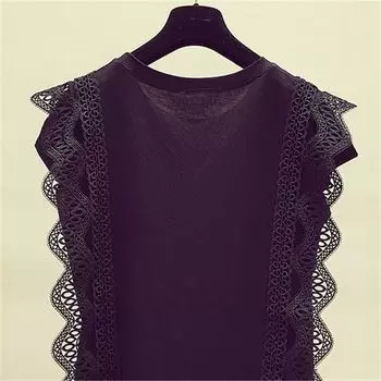 Женская блузка, модная одежда, блузки больших размеров, однотонная рубашка, летние женские топы S чёрный