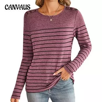 Женская блузка осень-зима в полоску, контрастные цвета, круглый вырез, длинный рукав, топ на пуговицах S светло-серый