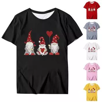 Женская блузка, повседневная футболка с круглым вырезом и коротким рукавом с принтом, топ L чёрный