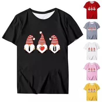 Женская блузка, повседневная футболка с круглым вырезом и коротким рукавом с принтом, топ L чёрный