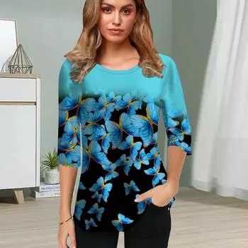 Женская блузка с 3D-принтом фиолетового звездного неба, топы с коротким рукавом, летние повседневные топы, футболка с круглым вырезом и коротким рукавом XS фиолетовый