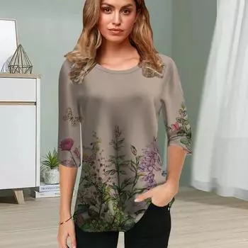 Женская блузка с 3D-принтом лаванды, цветочные топы с коротким рукавом, летние повседневные топы, футболка с круглым вырезом и коротким рукавом XS фиолетовый
