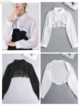 Женская блузка с длинным рукавом и ложным воротником, женская блузка с отворотом и пуговицами, рубашка со съемным воротником, осенний свитер с ложным воротником