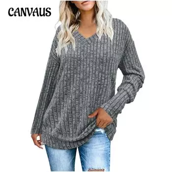 Женская блузка с длинным рукавом и V-образным вырезом, рубашка в полоску, модный топ в стиле темперамент S чёрный