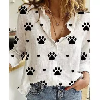 Женская блузка с длинными рукавами на весну и лето, повседневная тонкая дышащая хлопковая льняная рубашка с лацканами на пуговицах M