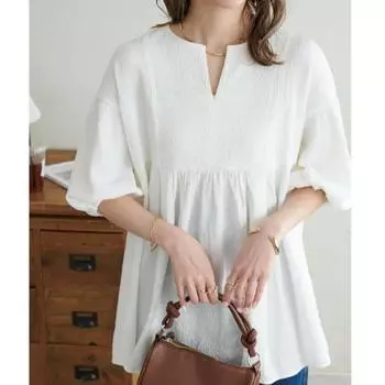 Женская блузка с круглым V-образным вырезом, однотонная, с коротким рукавом, белая, черная, женская футболка со средним рукавом-фонариком, свободный крой M чёрный