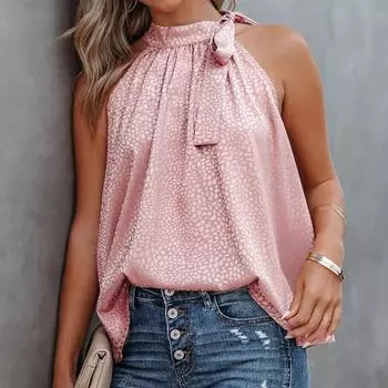 Женская блузка с леопардовым бантом, летний темпераментный свободный топ для повседневной носки L