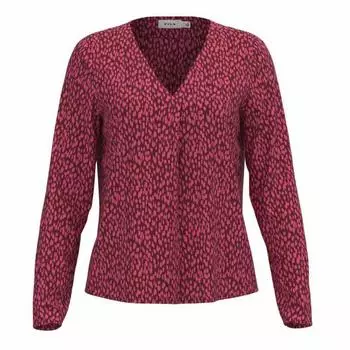 Женская блузка V-образным вырезом с длинными рукавами и принтом VILA 34 розовый