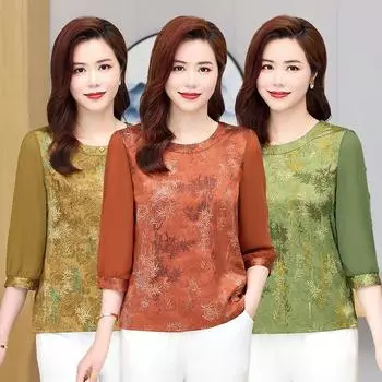 Женская блузка Женская летняя футболка Базовая модная уличная одежда Блузка больших размеров 2024 Новые топы XXXXXXL зелёный