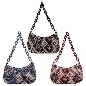 Женская богемная сумка для покупок, модная хиппи, готическая сумка для подмышек для путешествий, отпуска чёрный