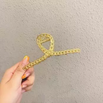 Женская большая геометрическая золотистая металлическая заколка-краб для волос, зажимы, шпильки, простые заколки для волос, заколки-автоматы, зажим для волос, аксессуары для волос для девочек