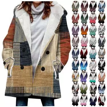 Женская большая куртка с теплой и плюшевой курткой на пуговицах с капюшоном и карманами L чёрный