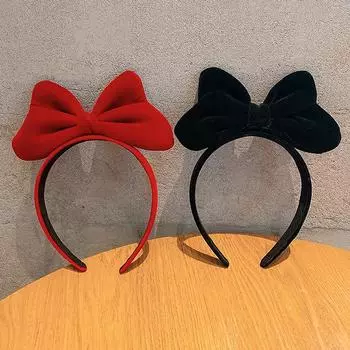 Женская большая повязка на голову с бантом, элегантная бархатная повязка на голову с бантом, повязка на голову для девочек, милый обруч для волос, аксессуары для волос