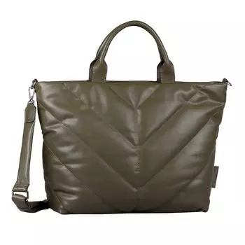 Женская большая стеганая сумка цвета хаки TOM TAILOR
