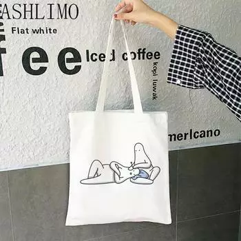 Женская большая сумка Aesthetics MR DONOTHING, корейский стиль, сумки для покупок с графическим мультяшным принтом, модная повседневная сумка для девочек, ручная сумка 24*26cm