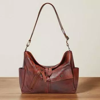Женская большая сумка через плечо из натуральной кожи — ретро-европейский и американский стиль, новинка осени/зимы 2024 г. коричневый