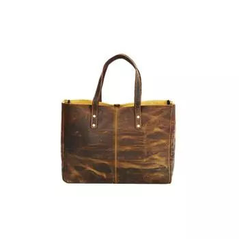 Женская большая сумка для покупок ручной работы на плечо, винтажная кожаная сумка из желтой кожи 16 x 12 x 5 in коричневый