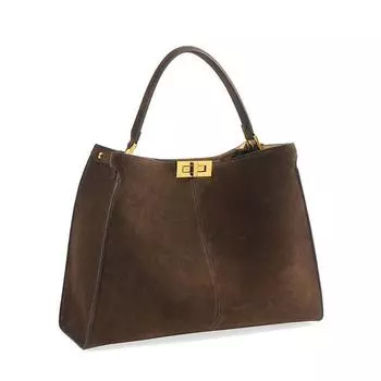 Женская большая сумка из матовой кожи цвета кофе, на одно плечо, дизайн «котенок»