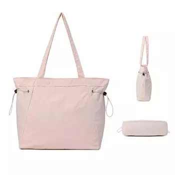 Женская большая сумка на плечо, сумка-тоут на шнурке, модная сумка-саквояж, легкая сумка, дорожная сумка для колледжа бежевый